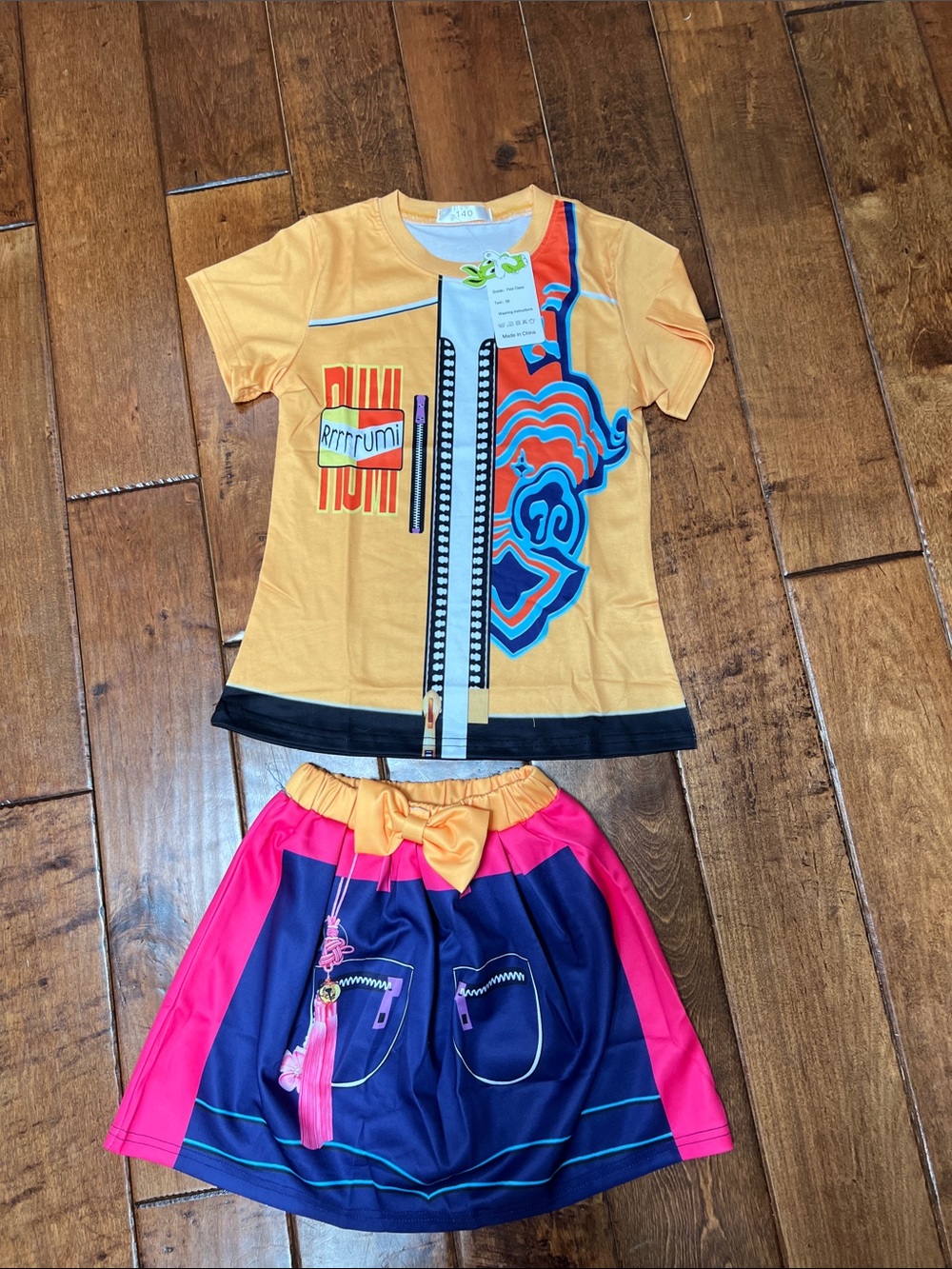 Rum princess,Girls Two-Piece Graphic Tee & Skirt Set  new